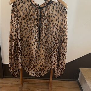 Veronica Beard Leopard Print Blouse - Tan and Black